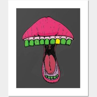 Mushroom Mouth Trippy Shroom Posters and Art